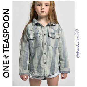 ONE TEASPOON Kids Girls Stripe New Vintage Denim Shirt Storm Buoy 7-8 NWT O-273